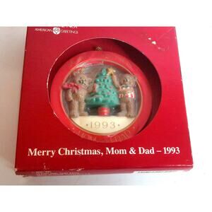 Vintage American Greetings Forget Me Knot Merry Christmas Mom Dad 1993 Ornament